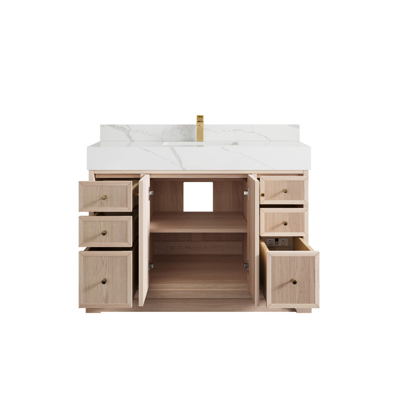 48'' Single Bathroom Vanity with Quartz Top, Calacatta Laza