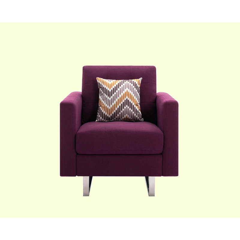 Upholstered Armchair, Purple Linen