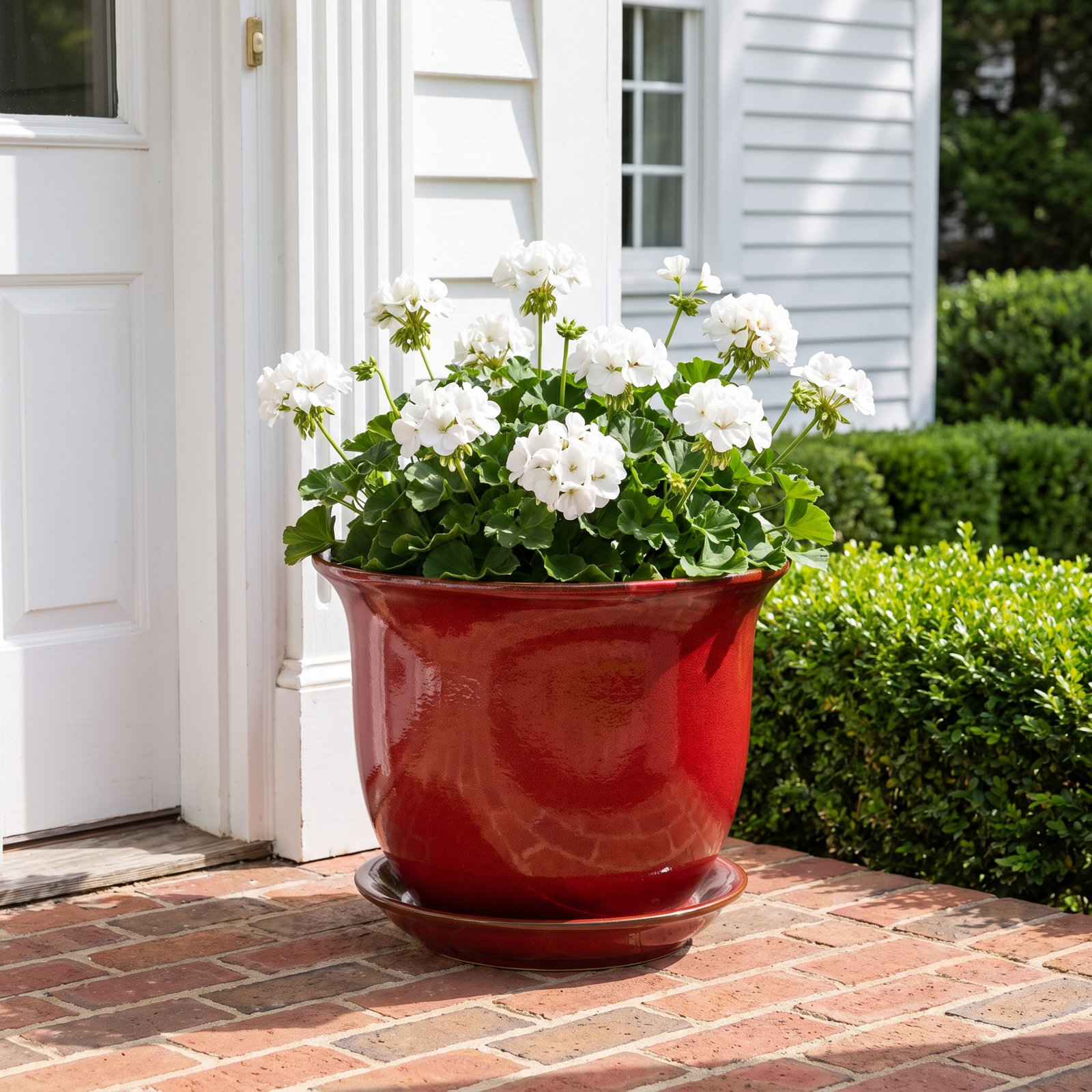 7 in. Lipped Pot w/ Saucer -, Red
