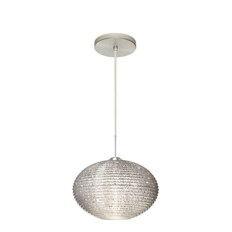 Maryrose 1 - Light Single Pendant, Satin Nickel, 7.5" H x 11.75" W x 11.75" D, Glitter