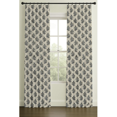 Nichols Floral Block Print Single-Lined Curtain