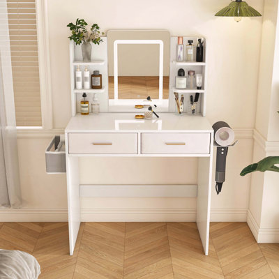 Coiffeuse avec rangement et miroir à DEL