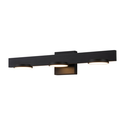 3-light Black Aluminum Led Vanity Light With Frosted Acrylic Shade
