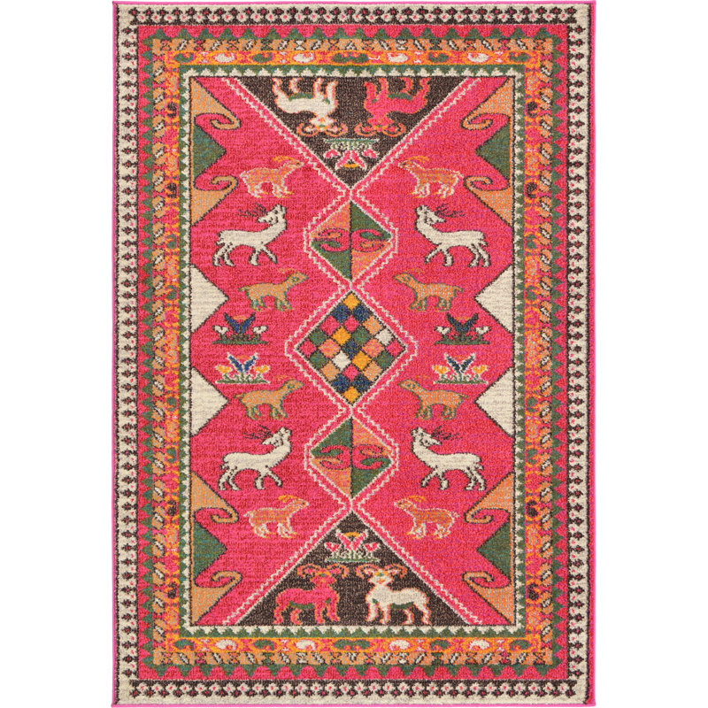 Lonniet Washable Geometric Indoor Rug, Rectangle 4'1" x 6'1"