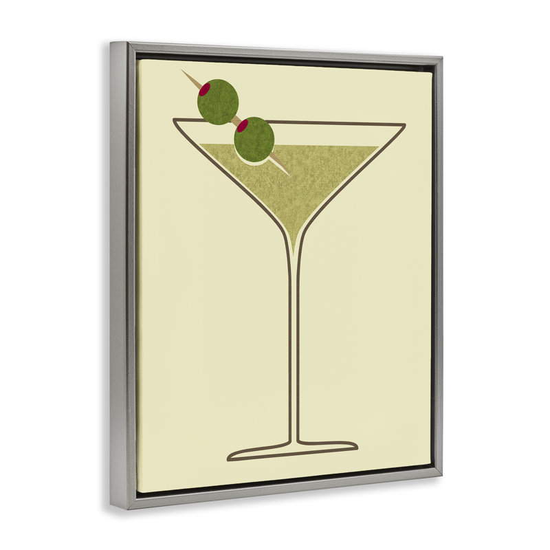 «Martini with Olives» par Daphne Polselli, Cadre flottant gris lustré, H 31 po x l 25 po