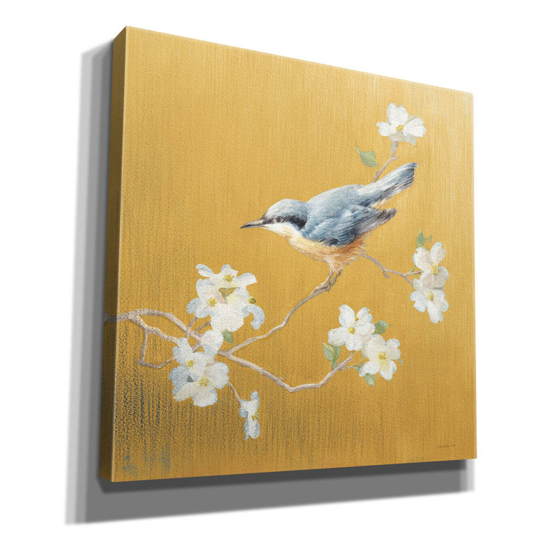  'Nuthatch On Gold' by Danhui Nai Canvas Wall Art