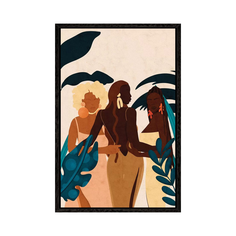 Sisters by Reyna Noriega - Print on Canvas, 66.04 cm H x 45.72 cm W, Black Framed