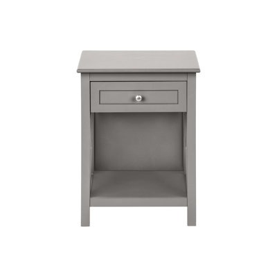 Transitional Accent Table With Grey Veneer And Storage, For Bedroom Living Room Decoration Antique 2 Tier Drawer Bottom Shelf Space