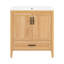 Meuble-lavabo en bois naturel 30 po avec lavabo en céramique et structure en bois d'hévéa