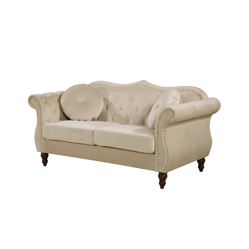 Evianna 65.5'' Velvet Loveseat, Ivory