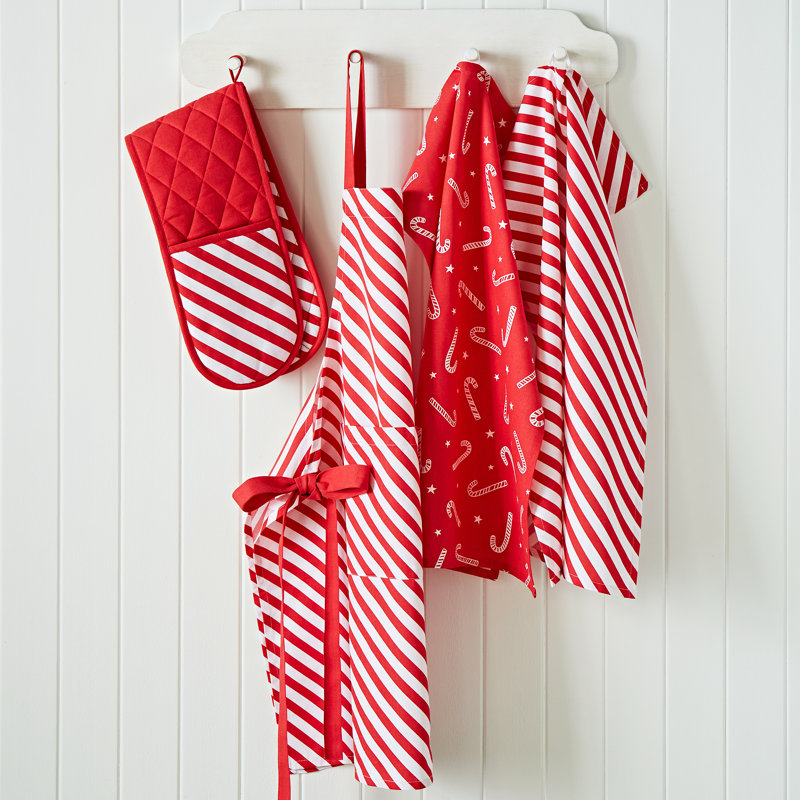 Christmas Candy Cane Cotton Kitchen Adult Apron