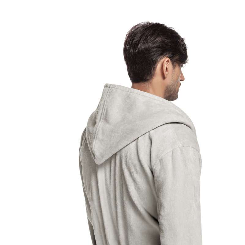 Art Line Velour 100% Cotton Terry Cloth Bathrobe, XXXL, Gray