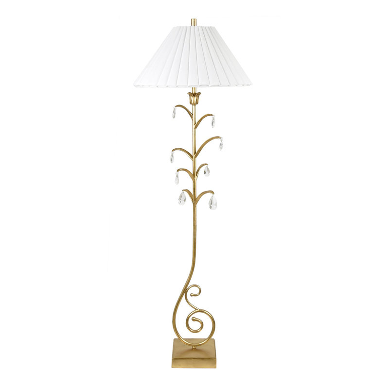 60.25" Metal Floor Lamp With White Shade