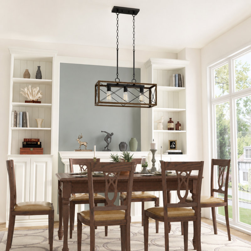 Aaniah 3-Light Dimmable Linear Chandelier, Weathered Walnut