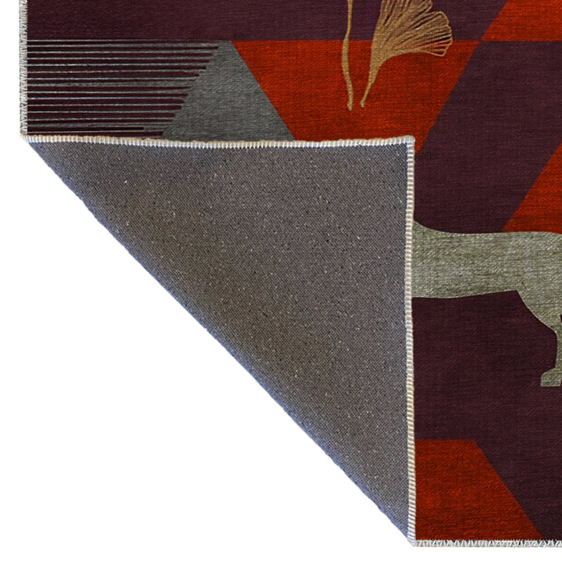 Tapis décoratif moderne à motif cheval et arbre multicolore foncé, Rectangle 3 pi 9 po x 4 pi 11 po