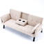 Lit pliant multifonctionnel de 70 pouces en coton et en lin, idéal pour les petits espaces, avec rangement central pour porte-gobelet, 2 coussins de siège, lit en lin beige, boissons relaxantes,-1412032516