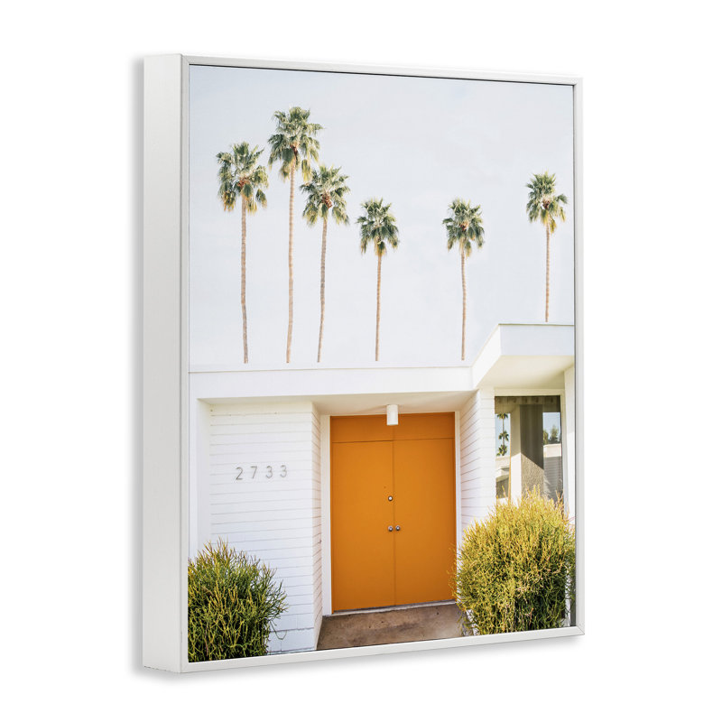 Porte orange Palm Springs par Sissi et Seb, H 14 po x l 11 po x P 1,5 po, Giclée encadrée blanc bord de mer