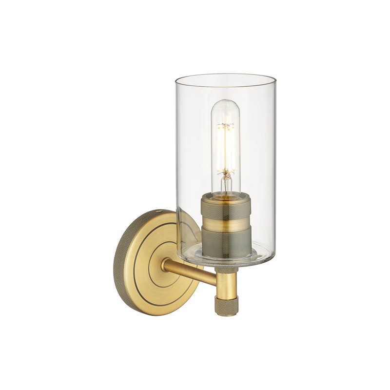 Applique murale 1 lumière Crown Point, Laiton brossé, Clair, H 10,5 po x l 3,88 po x P 6,5 po