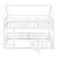 Lit superposé simple au-dessus de simple avec clôture et porte, blanc-112179399