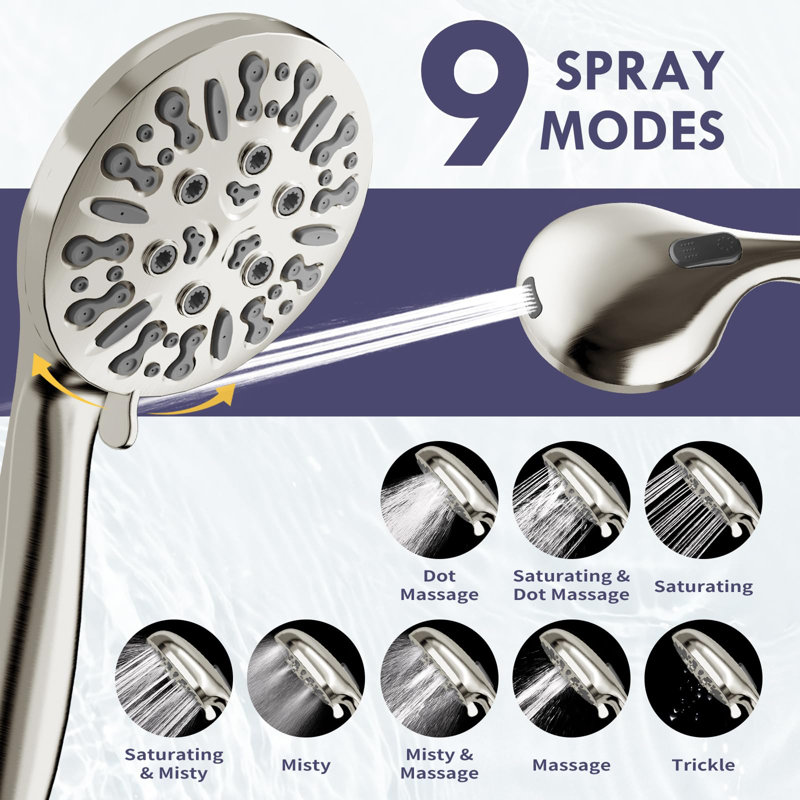 Dual Shower Heads With Handheld Spray Combo, Brushed Nickel