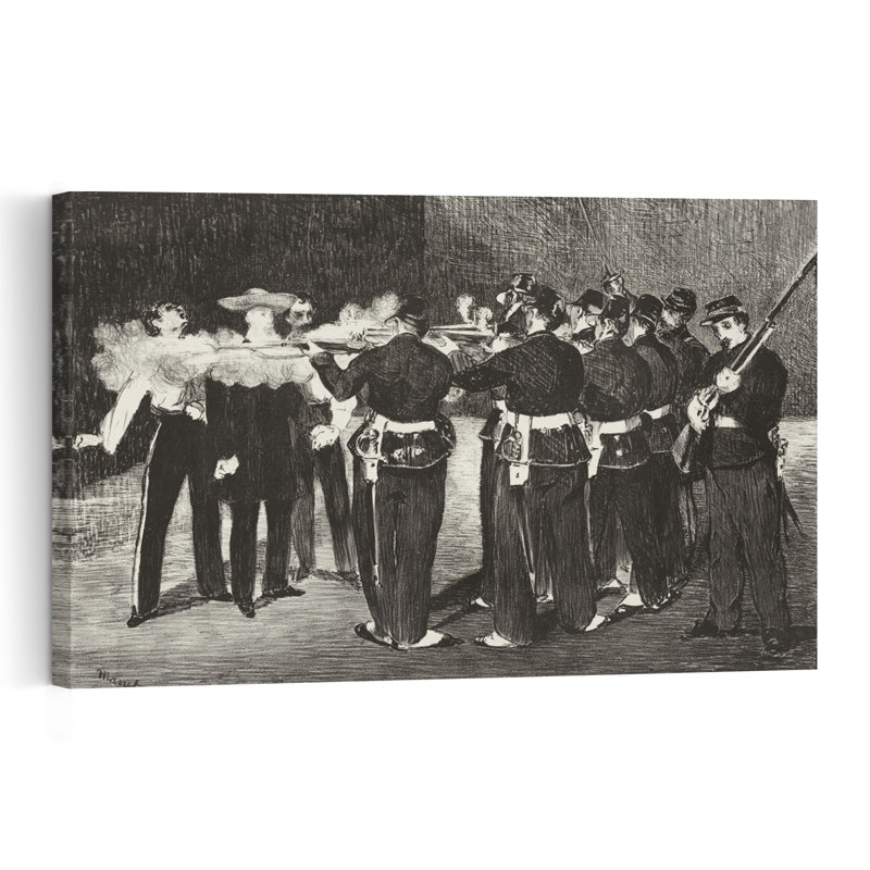 L'exécution de l'empereur Maximilien, 1868, estampe abstraite contemporaine imprimée en 1884., H 24 po x l 36 po
