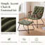 Mid-Century Chenille Upholstered Accent Chair with Ottoman Set, Ergonomic Lounge Chair with Wood Armrest & Metal Frame, Tufted Leisure Chair for Living Room Bedroom-711615326