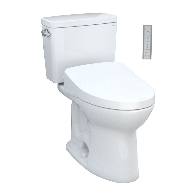 Toilette allongée deux pièces à hauteur universelle 1,28 GPF TOTO® Drake® WASHLET® + avec siège de bidet S550e, coton blanc 1,18 GPF