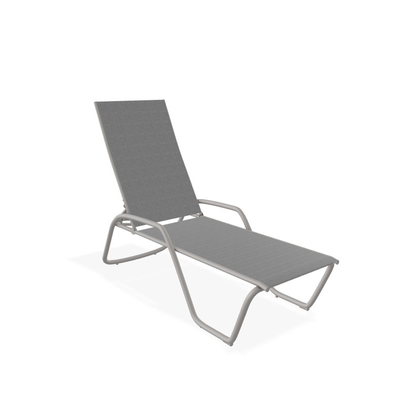 Outdoor Rust-Resistant Metal Chaise Lounge, Titanium Sunbrella®, Textured Warm Gray