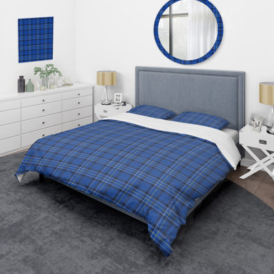 Blue Checked Tartan - Abstract Duvet Cover Set - Microfiber Polyester