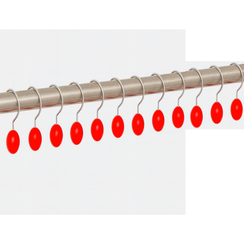 Crochets de rideau de douche ronds, rouge