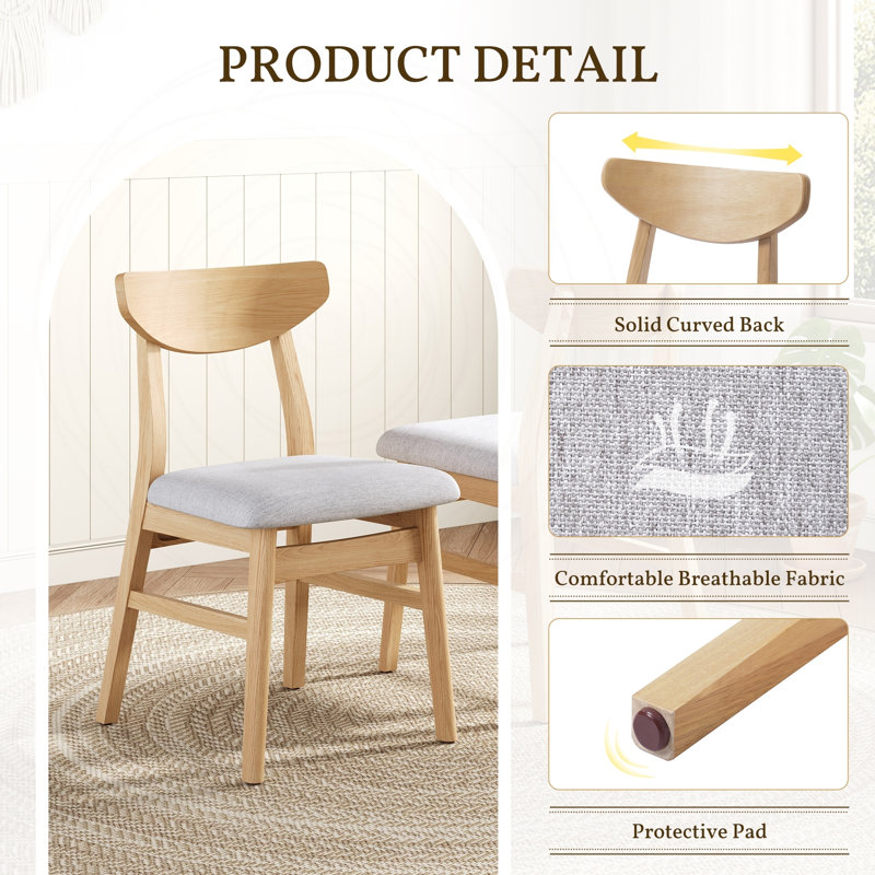 Modern Triangular Table Set with Curved Chairs, Natural
