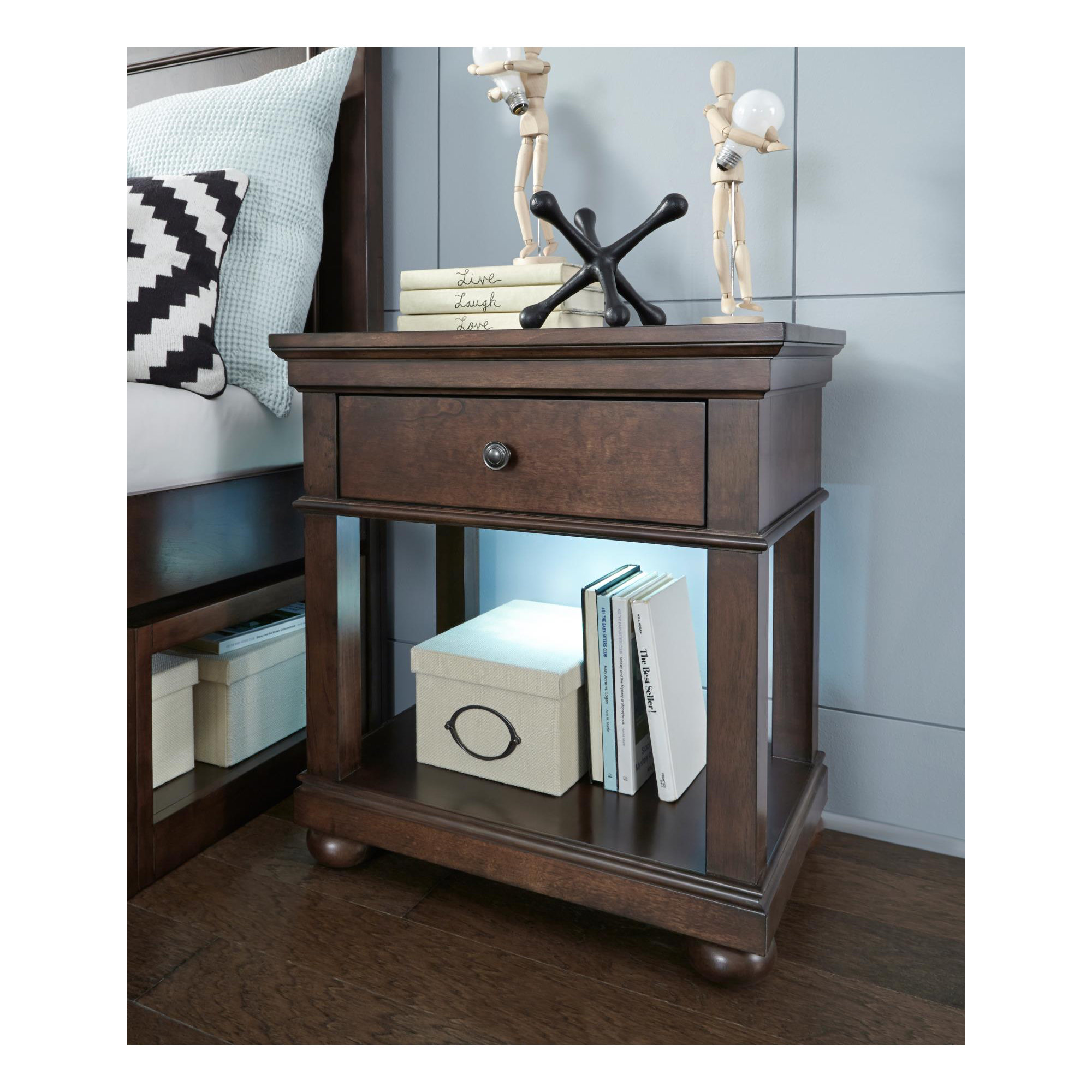 Jayden 1-Drawer Nightstand , Brown