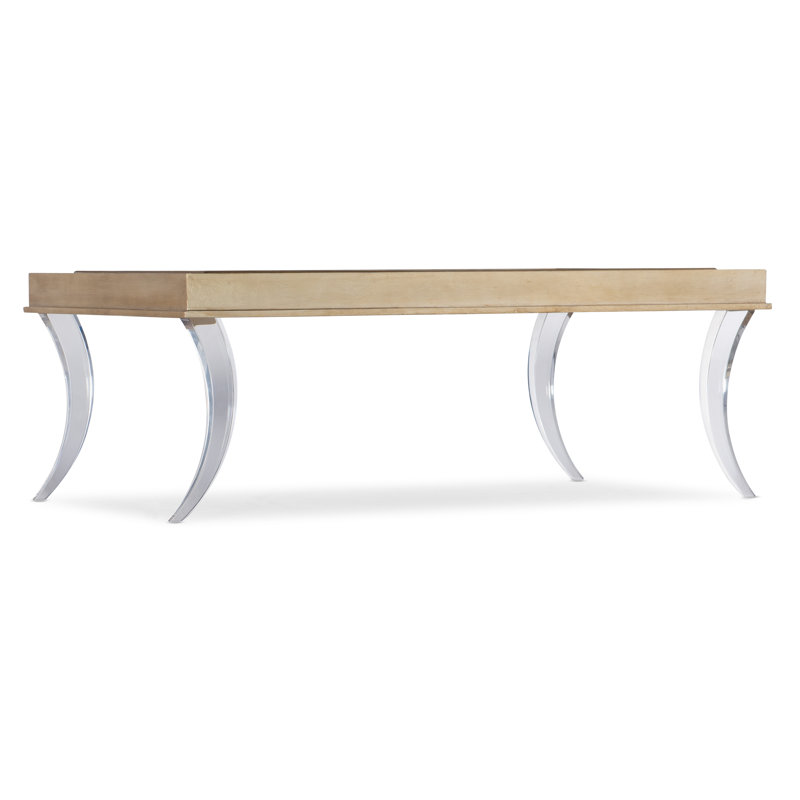 Rectangular Gold Glass Top Coffee Table with Storage