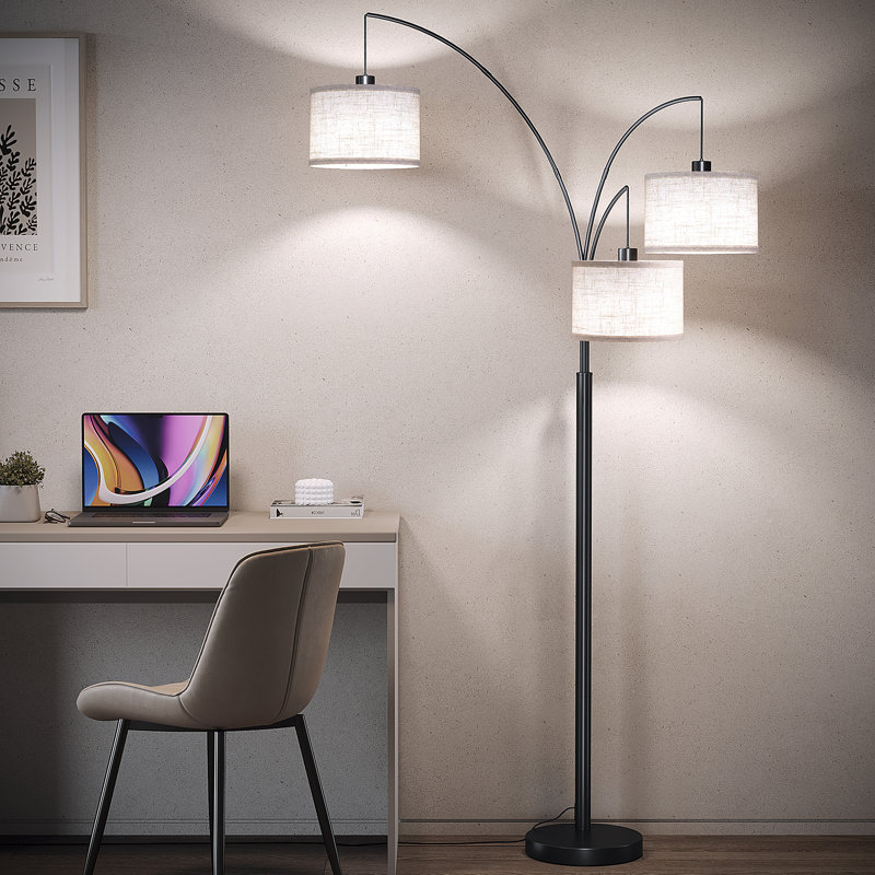 Burrak 78" H 3-Light Dimmable Arc Floor Lamp with Remote
