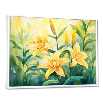 «Yellow Lillies Gardens In Meadow I», impression murale lys