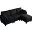 Canapé d'angle en chenille noire de 216 cm (85 po), rangement pour salon, design modulable flexible, chenille, coussins-1765720254-1765720255