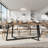 70.87" Large Dining Table For 6 To 10, Wood Grain Rectangular Farmhouse Kitchen Table With Black Metal Frame, Industrial Dinner Table For Dining Room, Living Room, Rustic Brown