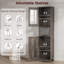 Armoire de cuisine de 67 po de hauteur, armoire de salle de bain avec portes en verre et tablette réglable-2122115151