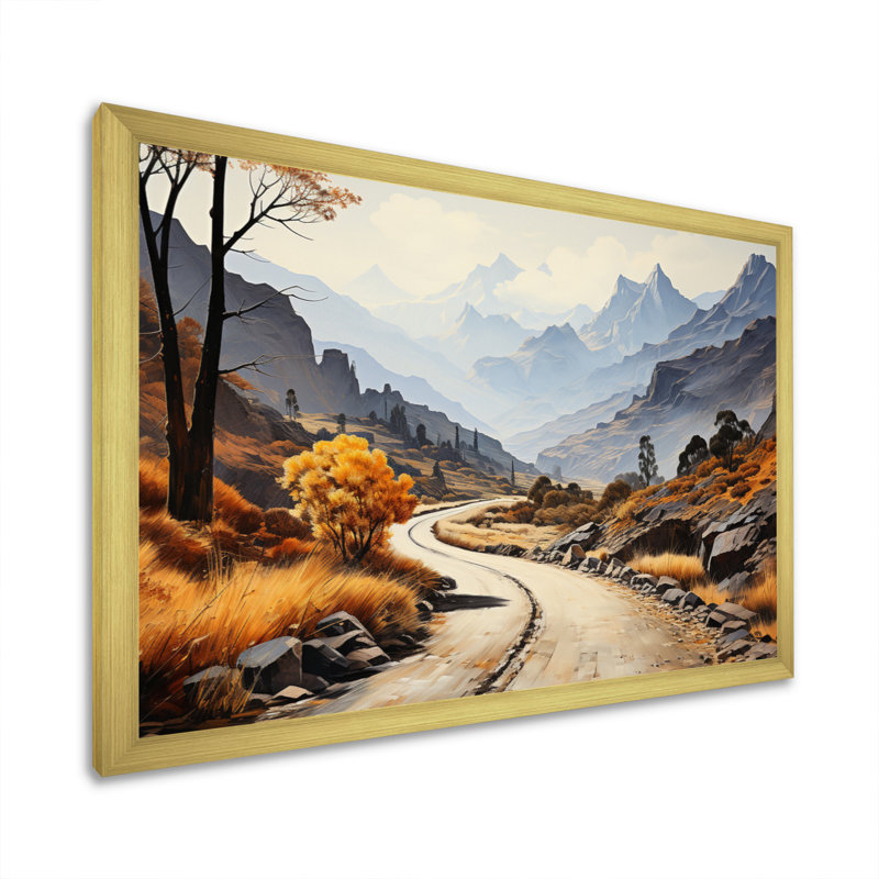 Route sinueuse Thorugh Mountain I, Cadre doré simple, H 24 po x l 32 po x P 1 po
