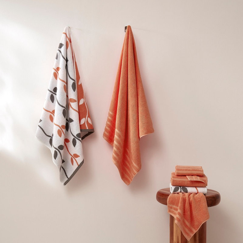 Ensemble de serviettes en jacquard teint en fil et en coton 6 pièces Modern fils modernes - 100% coton, à séchage rapide et bain absorbant