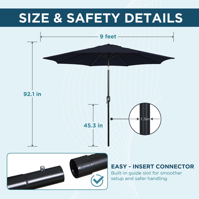Parasol en porte-à-faux 9 pi, Bleu foncé