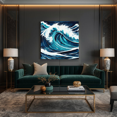 Nautical Waves patterns Blue Canvas Wall Art