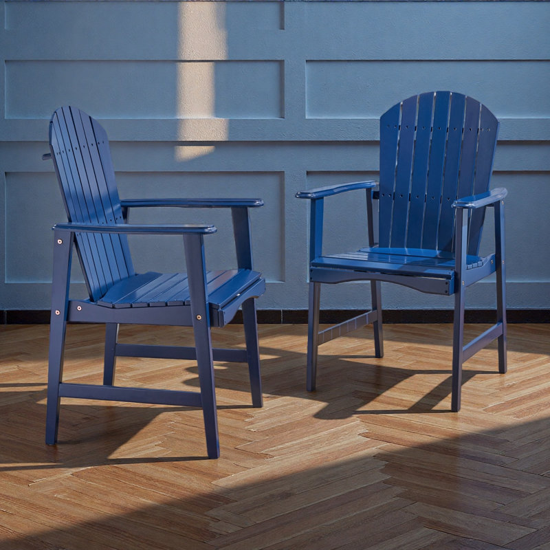 Ensemble de 2 chaises de salle à manger d'extérieur résistantes aux intempéries en bois d'acacia Adirondack, Gris foncé