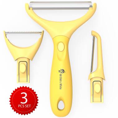 KitchenAid 3-Piece Peeler Set Yellow julienne serrated y-peeler with covers
