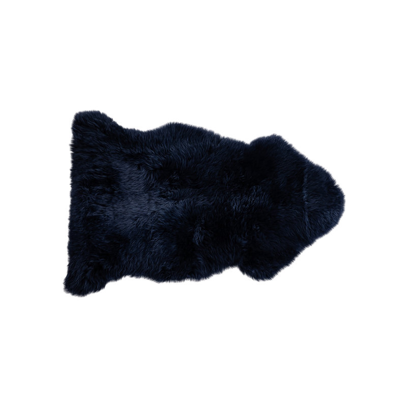 Tapis fibre en laine de mouton fabriqué à la main l 24 po x P 39 po Fibre par Auskin, Bleu marine foncé