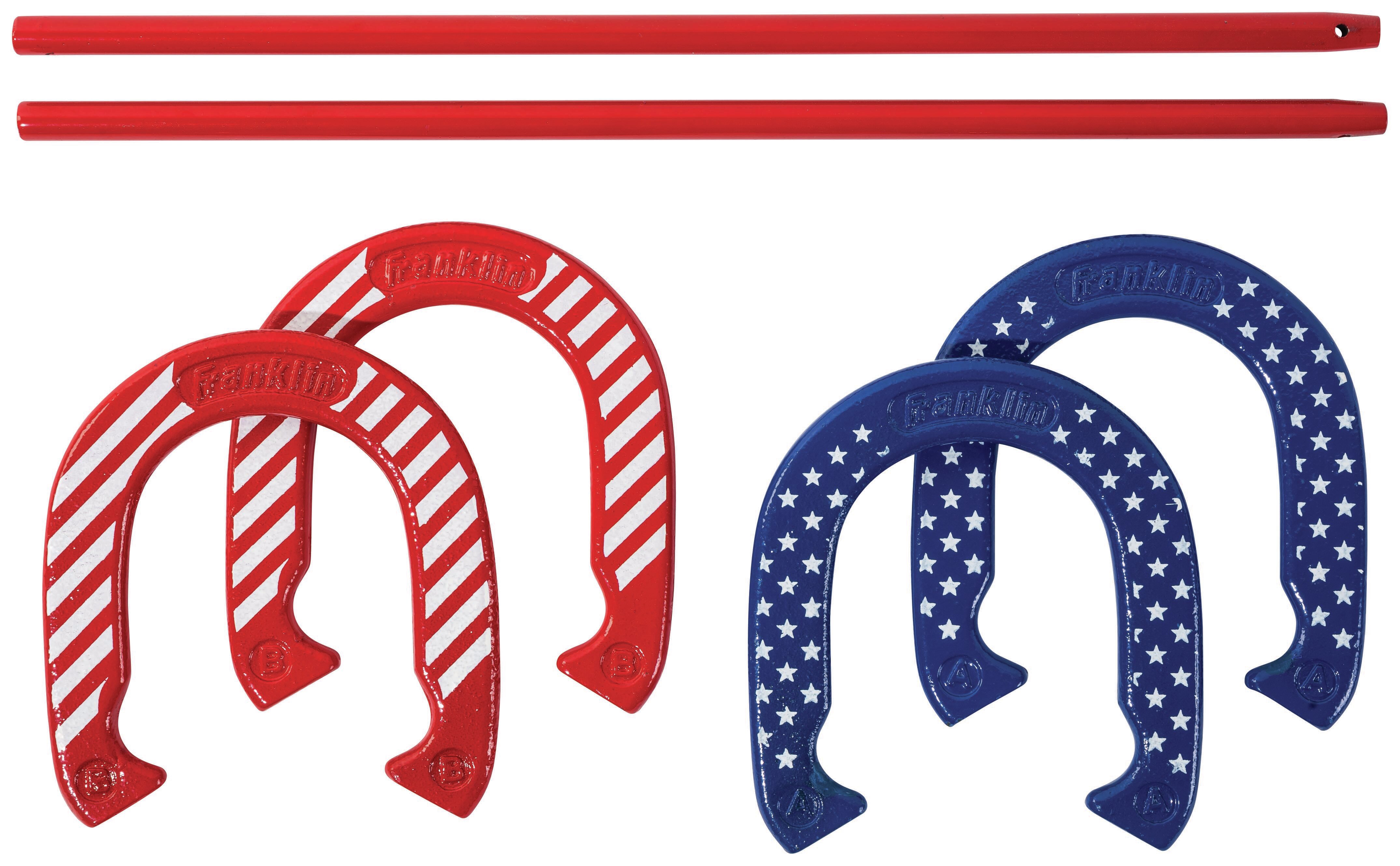 Trademark Innovations Pro Horseshoe Set - Powder Coated Steel (Red and Blue)