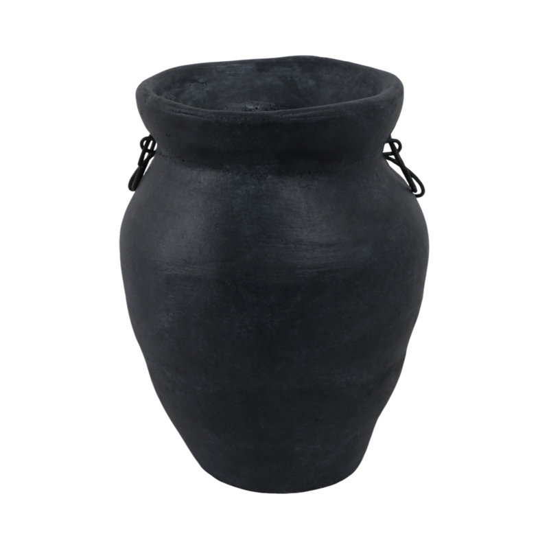 Handmade Clay Table Vase, 10" H x 8" W x 8" D