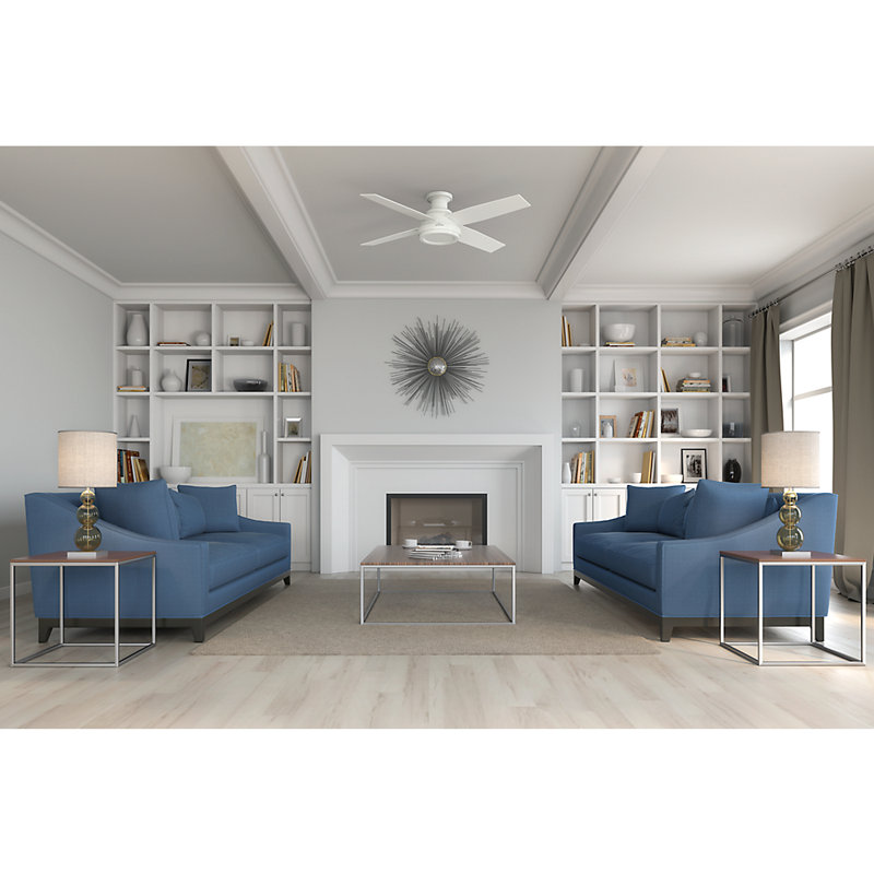 Dempsey 52" Fresh White Low Profile Ceiling Fan with Remote & Lighting
