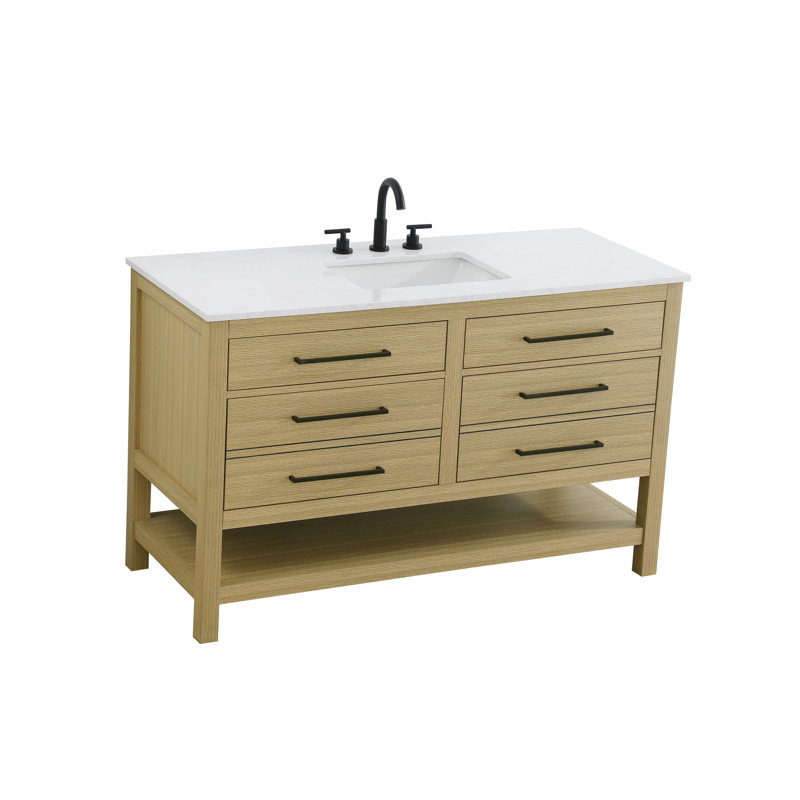54 inch Single Bathroom Vanity_Modern_VF60554, Honey Brown, 54"