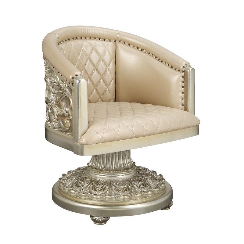 Fauteuil en cuir synthétique et or antique